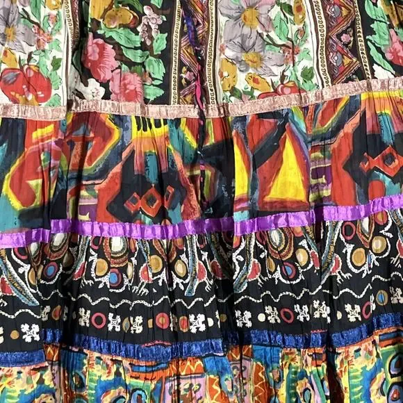 VTG SOFT SURROUNDINGS Boho Gypsy Kamala Jungle Print Maxi Skirt XL - Picture 5 of 8